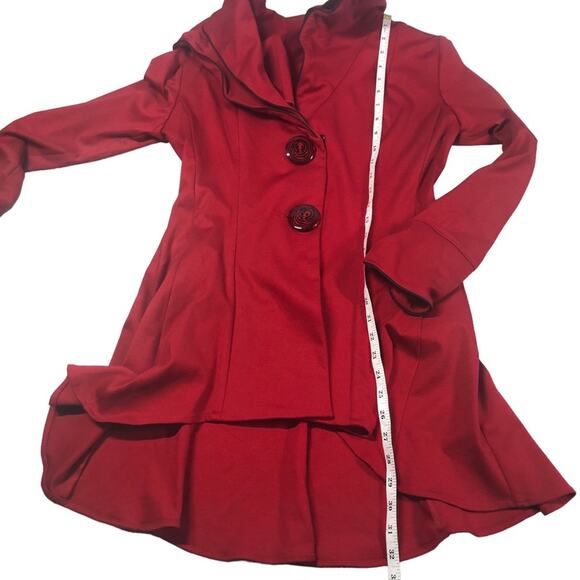 Saint Gil Paris red single breasted coat Medium - Picture 4 of 9